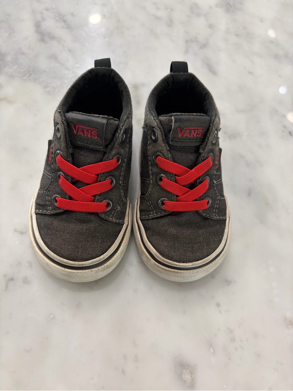 Vans Kids Black Canvas Sneakers with Red Laces